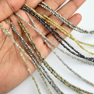 2mm To 2.5mm Raw Uncut Natural Yellow Diamond Box Beads, Very Light Yellow Conflict Free Rough Diamonds, Sold As 8/16 Inch Strand, DDS133/2