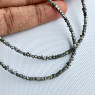 2mm To 2.5mm Raw Uncut Natural Grey Diamond Box Beads, Conflict Free Earth Mined Grey Cube Rough Diamonds, 8/16 Inch Strand, DDS773/6