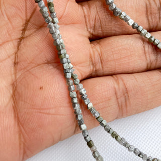 2mm To 2.5mm Raw Uncut Natural Grey Diamond Box Beads, Conflict Free Earth Mined Grey Cube Rough Diamonds, 8/16 Inch Strand, DDS773/6