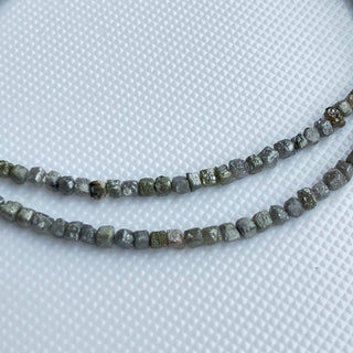 2mm To 2.5mm Raw Uncut Natural Grey Diamond Box Beads, Conflict Free Earth Mined Grey Cube Rough Diamonds, 8/16 Inch Strand, DDS773/6