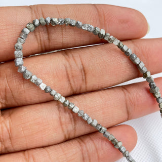 2mm To 2.5mm Raw Uncut Natural Grey Diamond Box Beads, Conflict Free Earth Mined Grey Cube Rough Diamonds, 8/16 Inch Strand, DDS773/6