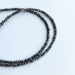 2mm To 2.5mm Raw Uncut Black Diamond Box Beads, Conflict Free Earth Mined Heated Black Cube Rough Diamonds, 8/16 Inch Strand, DDS773/7