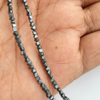 2mm To 2.5mm Raw Uncut Black Diamond Box Beads, Conflict Free Earth Mined Heated Black Cube Rough Diamonds, 8/16 Inch Strand, DDS773/7