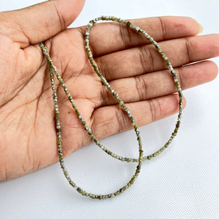 1.5mm To 2.5mm Raw Uncut Natural Olive Green Diamond Box Beads, Conflict Free Earth Mined Green Cube Rough Diamonds, 8/16" Strand, DDS773/9