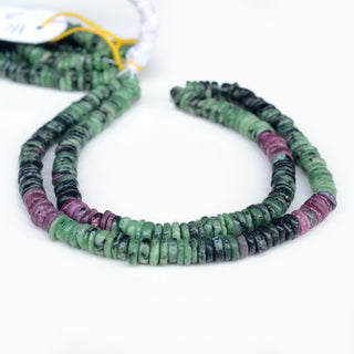 Ruby Zoisite Smooth Tyre Rondelle Beads, 6mm to 6.5mm Natural Ruby Zoisite Round Heishi Gemstone Beads, 16 Inch Strand, GDS2115