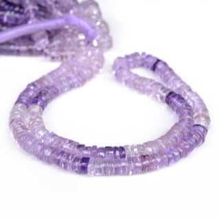 Shaded Amethyst Smooth Tyre Rondelle Beads, 6.5mm/7mm Amethyst Round Heishi Gemstone Beads, 16 Inch Strand, GDS2116