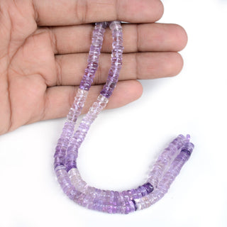 Shaded Amethyst Smooth Tyre Rondelle Beads, 6.5mm/7mm Amethyst Round Heishi Gemstone Beads, 16 Inch Strand, GDS2116