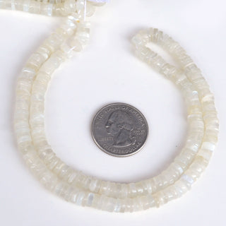 Natural White Moonstone Smooth Tyre Rondelle Beads, 6mm To 6.5mm Moonstone Round Heishi Gemstone Beads,  16 Inch Strand, GDS2117