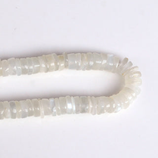 Natural White Moonstone Smooth Tyre Rondelle Beads, 6mm To 6.5mm Moonstone Round Heishi Gemstone Beads,  16 Inch Strand, GDS2117