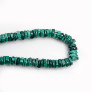 Natural Malachite Smooth Tyre Rondelle Beads, 6.5mm Green Malachite Round Heishi Gemstone Beads, Malachite Necklace, 16 Inch Strand, GDS2120