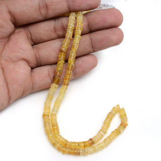 Natural Yellow Opal Smooth Tyre Rondelle Beads, 5.5mm/8mm Yellow Opal Shaded Round Heishi Gemstone Beads, 16 Inch Strand, GDS2123