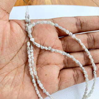 3mm To 4mm Raw Rough White Diamond Tumble Beads, Conflict Free Earth Mined Long Raw Diamond Beads Loose, 4 Inch/8 Inch/16 Inch Strand, DDS1