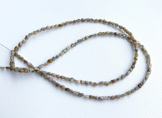 2mm To 3mm Champagne Brown Raw Uncut Natural Diamond Long Tumble Beads Loose, Earth Mined Conflict Free Diamond,  8/16 Inch Strand, DDS131/3