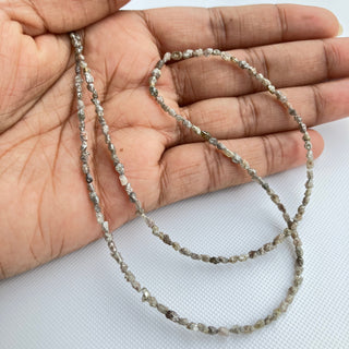 2mm To 3mm Champagne Brown Raw Uncut Natural Diamond Long Tumble Beads Loose, Earth Mined Conflict Free Diamond,  8/16 Inch Strand, DDS131/3