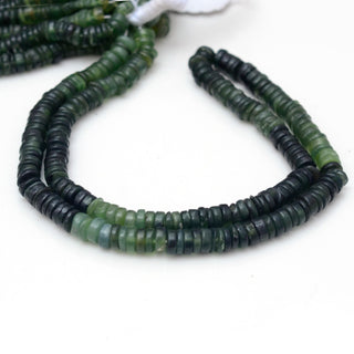 Natural Serpentine Smooth Tyre Rondelle Beads, 6.5mm to 7mm Serpentine Shaded Green Round Heishi Gemstone Beads, 16 Inch Strand, GDS2126