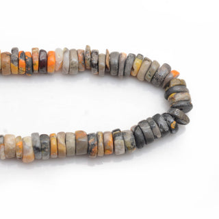 Bumble Bee Jasper Smooth Tyre Rondelle Beads, 5mm Natural Bumble Bee Jasper Round Heishi Gemstone Beads, 16 Inch Strand, GDS2129