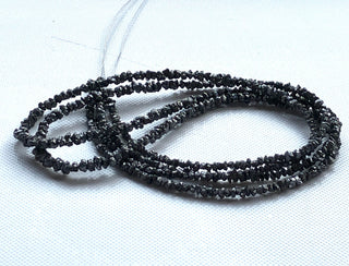 2mm To 3mm Black Raw Rough Uncut Diamond Beads Loose, Heated Black Conflict Free Diamond Sold As 8 Inch/16 Inch/5 Strands, DDS773/18