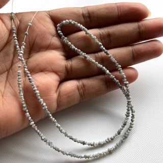 1.5mm To 3mm Grey Raw Rough Conflict Free Round Diamond Beads, Natural Earth Mined Diamonds Loose, Sold As 8 Inch/16 Inch Strand, GFJ891