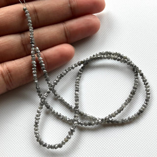 1.5mm To 3mm Grey Salt And Pepper Raw Rough Conflict Free Round Diamond Beads, Natural Earth Mined Diamonds Loose, 8"/16" Strand, DDS773/20