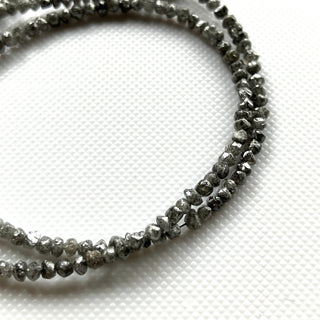 1.5mm To 3mm Grey Salt And Pepper Raw Rough Conflict Free Round Diamond Beads, Natural Earth Mined Diamonds Loose, 8"/16" Strand, DDS773/20