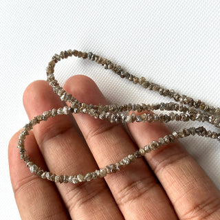 2mm To 3mm Champagne Brown Rough Diamond Beads, Natural Earth Mined Conflict Free Raw Uncut Diamond Beads, 8"/16" Strand, DDS773/22