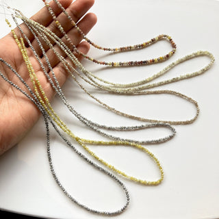 Very Light Yellow Rough Raw Uncut Diamond Rondelle Beads, Natural Yellow Round Raw Diamond Bead loose 1.5mm to 3mm, 8"/16" Strand, DDS773/23