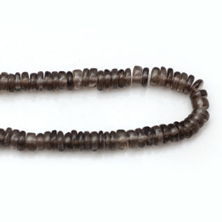 Natural Smoky Quartz Smooth Tyre Rondelle Beads, 5mm Smoky Quartz Brown Round Heishi Gemstone Beads, 16 Inch Strand, GDS2132