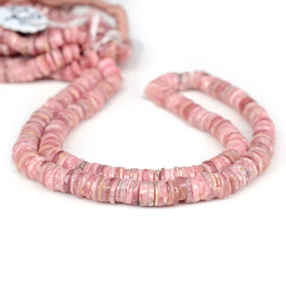 Rhodochrosite Smooth Tyre Rondelle Beads, 6mm/7mm/8mm Pink Rhodochrosite Round Heishi Gemstone Beads, 8 Inch/16 Inch Strand, GDS2133