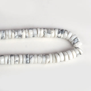 Natural Howlite White Smooth Tyre Rondelles Beads, 6mm Howlite Round Heishi Gemstone Beads, Howlite Jewelry, 16 Inch Strand, GDS2135