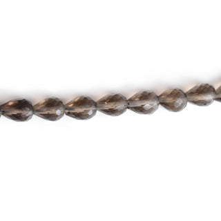 Natural Smoky Quartz Straight Drill Faceted Teardrop Shaped Briolette Beads, 6-6.5mm/7mm Smoky Quartz Gemstone Beads, 9 Inch Strand, GDS2138
