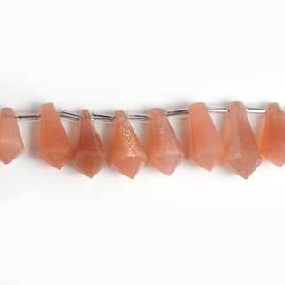 Natural Orange Amazonite Fancy Cone Shaped Hand Carved Faceted Gemstone Briolette Beads, 10mm To 13mm Beads, 5.5 Inch Strand, GDS2087