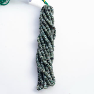 Natural Emerald Faceted Tyre Rondelle Beads, 7mm Emerald Green Round Heishi Gemstone Beads, 8 Inch/16 Inch Strand, GDS2148