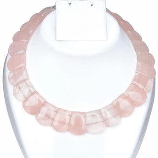 Natural Rose Quartz Layout Necklace, Cleopatra Necklace, Graduated Collar Necklace, Necklace for Women, 17mm to 23mm, 18 Inches, GDS2166