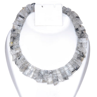 Natural Rutile Quartz Layout Necklace, Cleopatra Necklace, Graduated Collar Necklace, Necklace for Women, 14mm to 29mm, 16 Inch, GDS2169