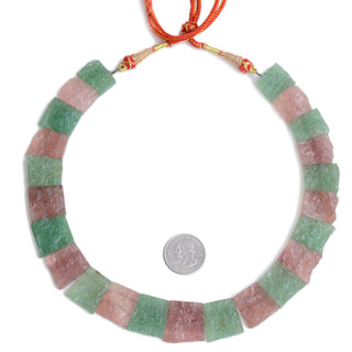Natural Green And Red Cherry Quartz Layout Necklace, Cleopatra Necklace, Graduated Collar Necklace, 19mm to 23mm, 18 Inch, GDS2170