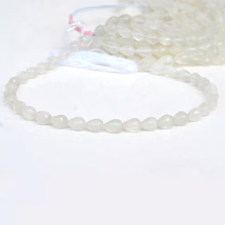 Natural White Moonstone Straight Drill Faceted Teardrop Shaped Beads, 5-6mm/7mm/7-8mm Moonstone Gemstone Beads, 9 Inch Strand, GDS2015