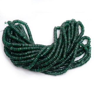 Natural Serpentine Smooth Tyre Rondelle Beads, 7mm Serpentine Green Color Round Heishi Gemstone Beads, 16 Inch Strand, GDS2127