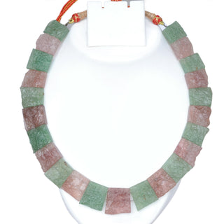Natural Green And Red Cherry Quartz Layout Necklace, Cleopatra Necklace, Graduated Collar Necklace, 19mm to 23mm, 18 Inch, GDS2170