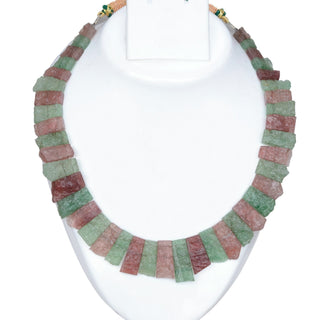 Natural Green And Red Cherry Quartz Layout Necklace, Cleopatra Necklace, Graduated Collar Necklace, 15mm to 27mm, 17 Inch, GDS2177