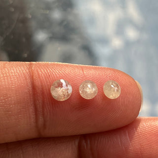 Set Of 3 0.70CTW 3.5mm & 4mm Clear White Round Shaped Rose Cut Faceted Diamond Loose Cabochon, Faceted Rose Cut Loose Diamond, DDS748/24