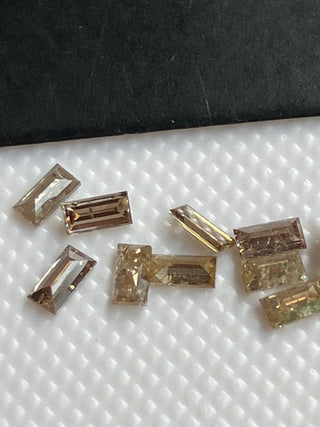 4 Pieces 3x1.5mm Natural Champagne Cognac Brown Baguette Diamonds loose, Faceted Melee Baguette Accent Diamond For Ring Earring, DDS680/19