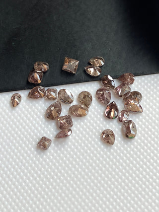 5 Pieces 2.5mm To 4mm Natural Fancy Brown Pink Rose Cut Diamond Loose, Natural Faceted Brilliant Cut Mixed Shape Purple Diamond, DDS632/8