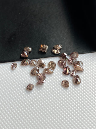 5 Pieces 2.5mm To 4mm Natural Fancy Brown Pink Rose Cut Diamond Loose, Natural Faceted Brilliant Cut Mixed Shape Purple Diamond, DDS632/8