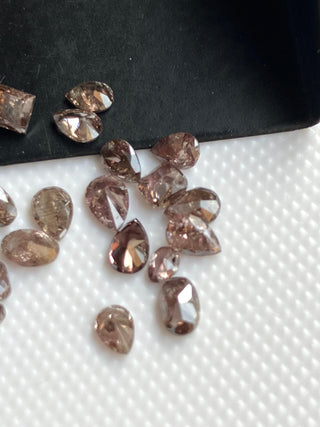 5 Pieces 2.5mm To 4mm Natural Fancy Brown Pink Rose Cut Diamond Loose, Natural Faceted Brilliant Cut Mixed Shape Purple Diamond, DDS632/8