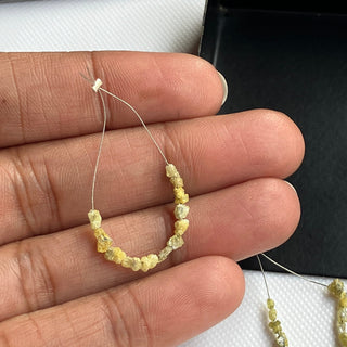 1 Carat Tiny 3mm To 4mm Raw Rough Yellow Diamond Oval Tumbles Beads Loose, Natural Uncut Loose Diamond For Jewelry, DDS454/6