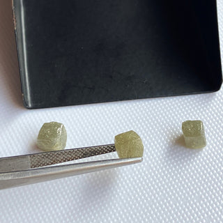 1 Piece 5.2mm to 6.2mm Box Shaped Rare Unique Natural Green Yellow Diamond Cube, Earth Mined Raw Rough Uncut Diamond Cube, DDS769/6