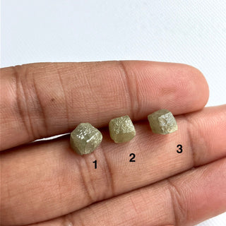 1 Piece 5.2mm to 6.2mm Box Shaped Rare Unique Natural Green Yellow Diamond Cube, Earth Mined Raw Rough Uncut Diamond Cube, DDS769/6