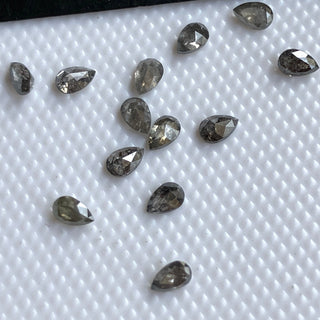 Tiny 3x2mm Clear Grey White Salt And Pepper Pear Cut Natural Diamond Loose, Melee Pear Double Cut Accent Diamond, 2pc/6pcs, DDS680/25