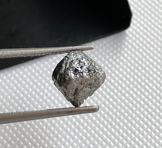 3.02CTW/8.4mm Natural Grey/Black Rough Raw Octahedron Diamond Loose Conflict Free Earth Mined Diamond Crystal For Pendant Ring, DDS774/2