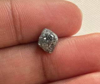 1.99CTW/7.8mm Natural Grey Rough Raw Octahedron Diamond Loose Conflict Free Earth Mined Diamond Crystal For Pendant Ring, DDS774/4